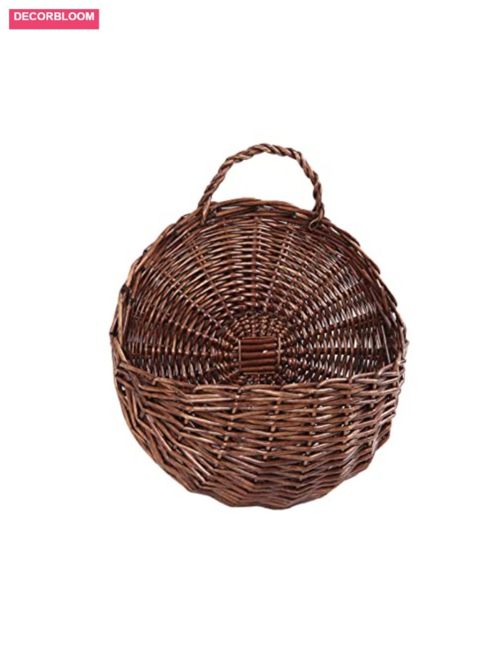 Handwoven Wicker Hanging Basket Wall Decor Storage Rustic Garden Wedding